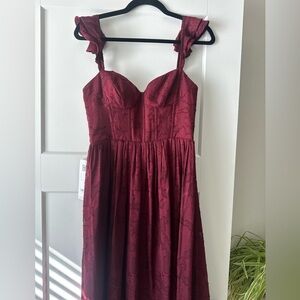 Azazie Cabernet floor length bridesmaid dress